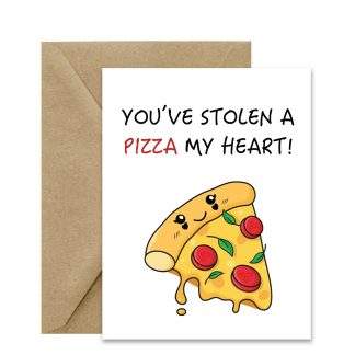 Cute Anniversary Card (You've Stolen A Pizza My Heart) Printable Card