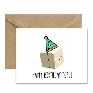 Cute Birthday Card (Happy Birthday Tofu!) Printable Card