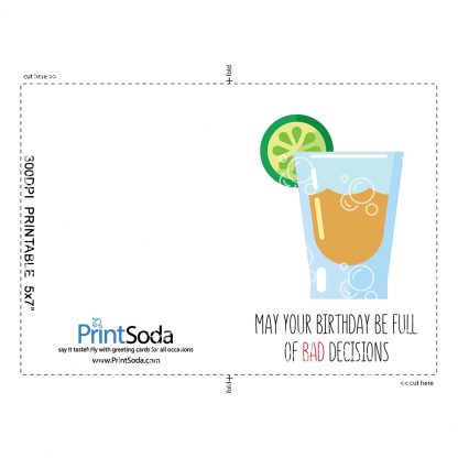 Drinking Birthday Card (Full Of Bad Decisions) Printable Card Example