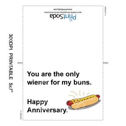 Edgy Anniversary Card (Wiener For My Buns) Printable Card Example