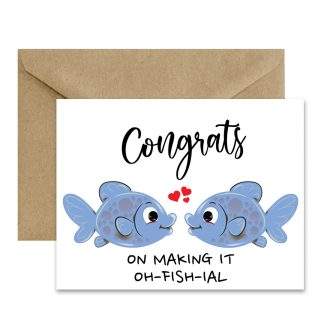 Gay Wedding Card (Congrats On Making It Oh-Fish-Ial) Printable Card