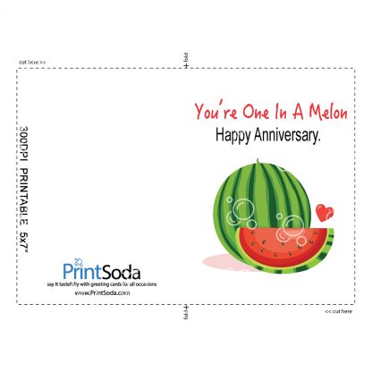 Funny Anniversary Card (You're One In A Melon) Printable Card Example