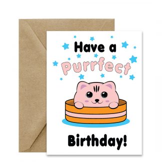 Cute Birthday Card (Have A Purrfect Birthday!) Printable Card